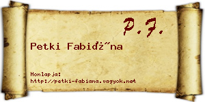 Petki Fabiána névjegykártya